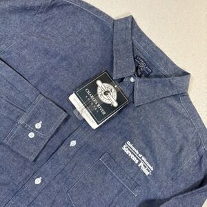 University Of Wisconsin Sz XXL Button Down Chambray Mens Caliber Denim Shirt NWT